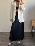 Yipinpay Black Satin High Waist Maxi Skirt Women Fashion Slim Patchwork Elegant Party Long Skirt Female High Street Y2k Long Skirt