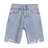 Yipinpay Version Jeans Shorts Women Summer Y2k Female Clothing Fashion Blue Denim Pants Baggy Jeans Vintage Streetwear Straight