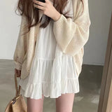 Yipinpay Spaghetti Strap White Doll Dress Women Casual Beach Sexy Vestidos Mujer Short Mini Dresses Summer