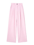 Yipinpay New Women Fashion Front Pleat Casual Straight Pants Office Ladies High Waist Pockets Full Length Trousers Mujer