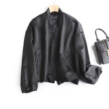 Yipinpay 2024 Women Oversize Crop Bomber Jacket Coat Vintage Puff Sleeve Zipper Female Short Outerwear Chic Tops