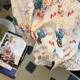 Yipinpay Sunscreen Lapel Shirt Printed Long Sleeve Graffiti Shirt Blusas Femininas Elegantes Femme Y2k Tops Blouses Shirts