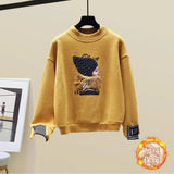 Yipinpay Women's Fashion Plush Sweater Tracksuits 2 Piece Set 2024 Winter Warm Loose Fake Two-piece Pullover Top + Pants Sportswear Suit