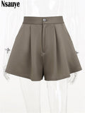 yipinpay Shorts For Women 2023 Summer Y2K Casual Fashion Brown High Waisted Mini Skinny Sexy Club Shorts Outfits A Line Bottom