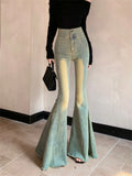 Yipinpay Vintage Jeans Women Fashion Slim High Waist Denim Pants Autumn Flare Long Trouser Wide Leg Sexy Elegant Streetwear