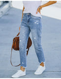 Yipinpay New Women's High Stretch Ripped Jeans Fashion Slim Denim Pencil Pants Street Casual Female Clothing S-2XL Drop Shipping