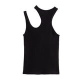 Yipinpay Cut Out Tank Top Female Yellow Knitted Crop Top With Straps Seamless Basic Tops Women Streetwear Summer White Black Top