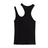 Yipinpay Black Crop Top Women Cut Out Tank Top With Straps Seamless Knitted Basic Tops Women Streetwear Summer Sexy Tops Woman