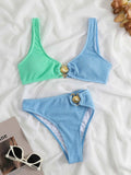 Yipinpay Waist Bikinis 2023 Women Swimsuit Female Swimwear Patchwork Push Up Beach Brazilian Bikinis Set Bathing Suit Beachwear
