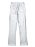 Yipinpay Faux Leather Pants Women High Waist Silver Wide Pants Female Fashion Casual Baggy Pants Y2k Streetwear Woman Trousers