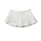 Yipinpay Summer 2024 Y2K Gray Side Zipper Pleated Mini Skrit Women Sexy Low Waist Short Skater Skirts
