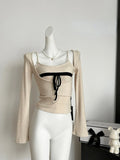 Yipinpay Fall Winter Woman Korean Fashion Two Piece Sets Cropped Sweater Pullovers Tops Jumper Design Gyaru Knitwears 2000s Tide