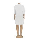 Yipinpay Women's Elegant Solid Color Dress Fashion Short Sleeve Shirt Skirt Loose Summer Casual A-Line Skirt Sweet Fresh Style