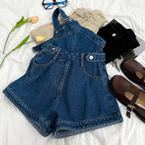 Yipinpay Denim Jumpsuits Women Spring Summe Retro Short Fashion One-shoulder Wide Leg Pants 2024 New Cool Girls Streetwear