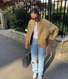 Yipinpay Sequin Gold Bomber Jacket For Women Loose Stand Collar Long Sleeve Coat 2023 Autumn Winter Street Female Outwear Jackets