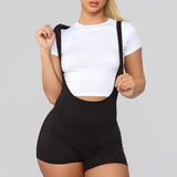 Yipinpay Fashion Women Overalls Shorts Stretch Straps Short Rompers Leopard Printed Trousers Solid Color Club Street Style For Summer