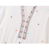 Yipinpay Embroidery Long Dress Women Summer Boho Loose Women's Dress 2023 Long Sleeve Beach Casual Dresses Ruched Elegant Dresses