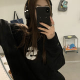 yipinpay New Grey Crew Baggy Sweatshirt Women Spring Autumn Fashion Letter Printing High Street Vintage Long Sleeves Pullover TOP