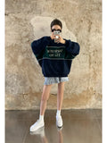 Yipinpay Women Sweatshirt Korean Casual Pullover New Vintage Loose Letter Print Top Fashionable Versatile Temperament Female Wear