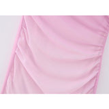 Yipinpay Pink Tulle Mini Dress Woman Mesh Bodycon Dress Women Sleeveless Semi Sheer Short Dresses For Women Ruched Summer Dresses