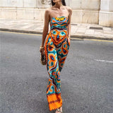 Yipinpay Printed Wide Leg Pants Women High Waist Baggy Pants Woman Fashion Summer Y2k Streetwear Casual Pants Set Women's Trousers