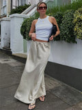 Yipinpay Summer For Women Maxi Skirt Slim Loose Lace-Up Elegant Fashion Party Outfits Skirt Solid High Waist Casual Long Skirt Y2k