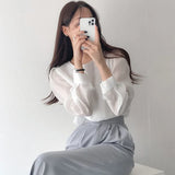 Yipinpay Round Neck Versatile Long Sleeve White Perspective Shirt Camisas Blouse Loose Tops Mujer Sunscreen Shirt Blusas New