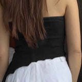 Yipinpay Women's Y2K Kawaii Ruffled Asymmetrical Tube Tops Summer Strapless Bow Front Bandeau Tops Lettuce Trim Fairy Tanks