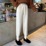 Yipinpay Women pants autumn and winter black casual knitted pants loose elastic spring and autumn nine points Harlan radish pencil pants