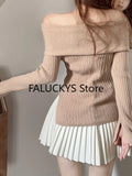 Yipinpay Autumn French Elegant Knitted Sweater Office Lady Casual Long Sleeve Blouse Women Party Sexy Y2K Top Korean Fashion Chic