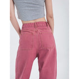 yipinpay Womans Jeans High Waist Wide Leg Denim Trouser Baggy Chic Design Ladies Pink Streetwear Vintage Straight Loose Jean Pants