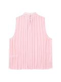 Yipinpay Pleated Chiffon Blouses Women Sleeveless Pink Top Female Loose Summer Blouses Woman 2023 Fashion Elegant Chic Woman Top