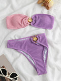 Yipinpay Waist Bikinis 2023 Women Swimsuit Female Swimwear Bandeau Solid Beach Brazilian Bikinis Set Bathing Suit Beachwear