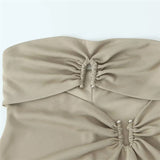 Yipinpay Cut Out Corset Top Female Ruched Off Shoulder Tops For Women 2023 Backless Sleeveless Crop Top Woman Summer Sexy Tube Tops