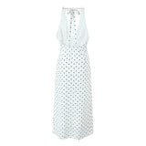 Yipinpay Vintage Polka Dot Halter Dresses Women Sexy Backless A-line Holiday Party Dress Summer Robe