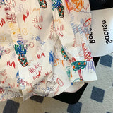Yipinpay Sunscreen Lapel Shirt Printed Long Sleeve Graffiti Shirt Blusas Femininas Elegantes Femme Y2k Tops Blouses Shirts