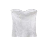Yipinpay Off Shoulder Corset Tops For Women Silver Knit Crop Top Female Backless Sexy Tube Tops Summer Sleeveless Bustier Top Woman