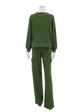 Yipinpay Fashion 2023 Pocket Cargo Pants Sets Green Two Piece Sets Women Street Outifits Pullover And Pants Women Tracksuits