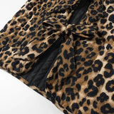 Yipinpay Vintage Leopard Print Lacing Up Bow Vest Women V Neck Sleeveless Tank Top Fashion Lady Office High Street Waistcoat