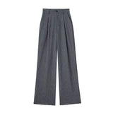 Yipinpay New Women Fashion Front Pleat Casual Straight Pants Office Ladies High Waist Pockets Full Length Trousers Mujer