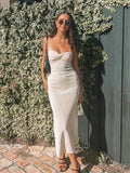 Yipinpay Strapless Knit Maxi Dresses For Women Summer Beach Party Bodycon Dress Off-Shoulder Twist Knitting Evening Backless Dress