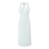 Yipinpay Vintage Polka Dot Halter Dresses Women Sexy Backless A-line Holiday Party Dress Summer Robe