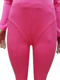 Yipinpay Women Bodysuit Jumpsuit Two-Piece Set Fitness Solid Color Tight Thermal Turtleneck Jumpsuit Top And Skinny Pant Two Piece Suit