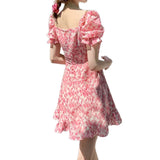 Yipinpay Women Floral Mini Dress, Short Sleeve Sweetheart Neck Casual Dating Summer A-line Dress