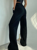 yipinpay Sweatpants Sports Pants High Waist Baggy Pockets Y2K Pants Wide Leg Jogging Pant Women Casual Streetwear Black Trousers