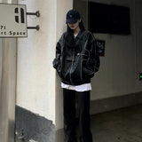 Yipinpay Leather Bomber Jackets Women 2023 Fashion Pu Baseball Outerwear Varsity Jacket Streetwear Hip Hop Y2k Unisex Men Top Coats