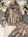 Yipinpay Hoodie Sporty Suits Zipper Loose Cardigan+High Waist Wide Legs Long Pants 2024 Autumn Women Fashion Print Casual Sets