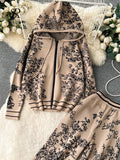 Yipinpay Hoodie Sporty Suits Zipper Loose Cardigan+High Waist Wide Legs Long Pants 2024 Autumn Women Fashion Print Casual Sets