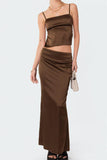 Yipinpay Vest And Skirt Suits Women Party Night Matching Sets Backless Tie-Up Sling Camisole+Low Waist Long Skirts Street Style