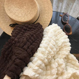 Yipinpay Summer Puff T Shirt for Women Short Sleeve 3D Plaid Shirts for Women Y2k Tops Graphic Tee Mujer Camisetas Casual Wild